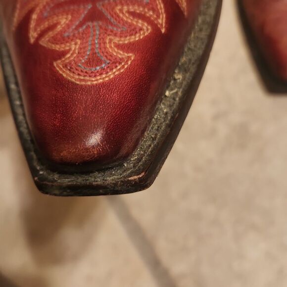 Charlie 1 Horse Red Embroidered Leather Heeled Mules Made in Brazil Size 7.5 - Picture 5 of 13